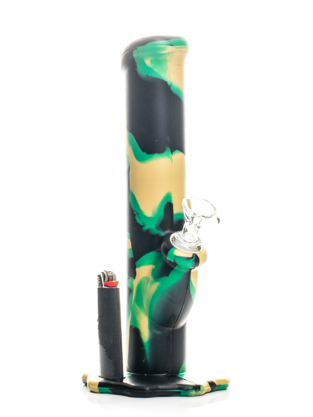 Silicone Straight Tube Bong Fat Buddha Glass