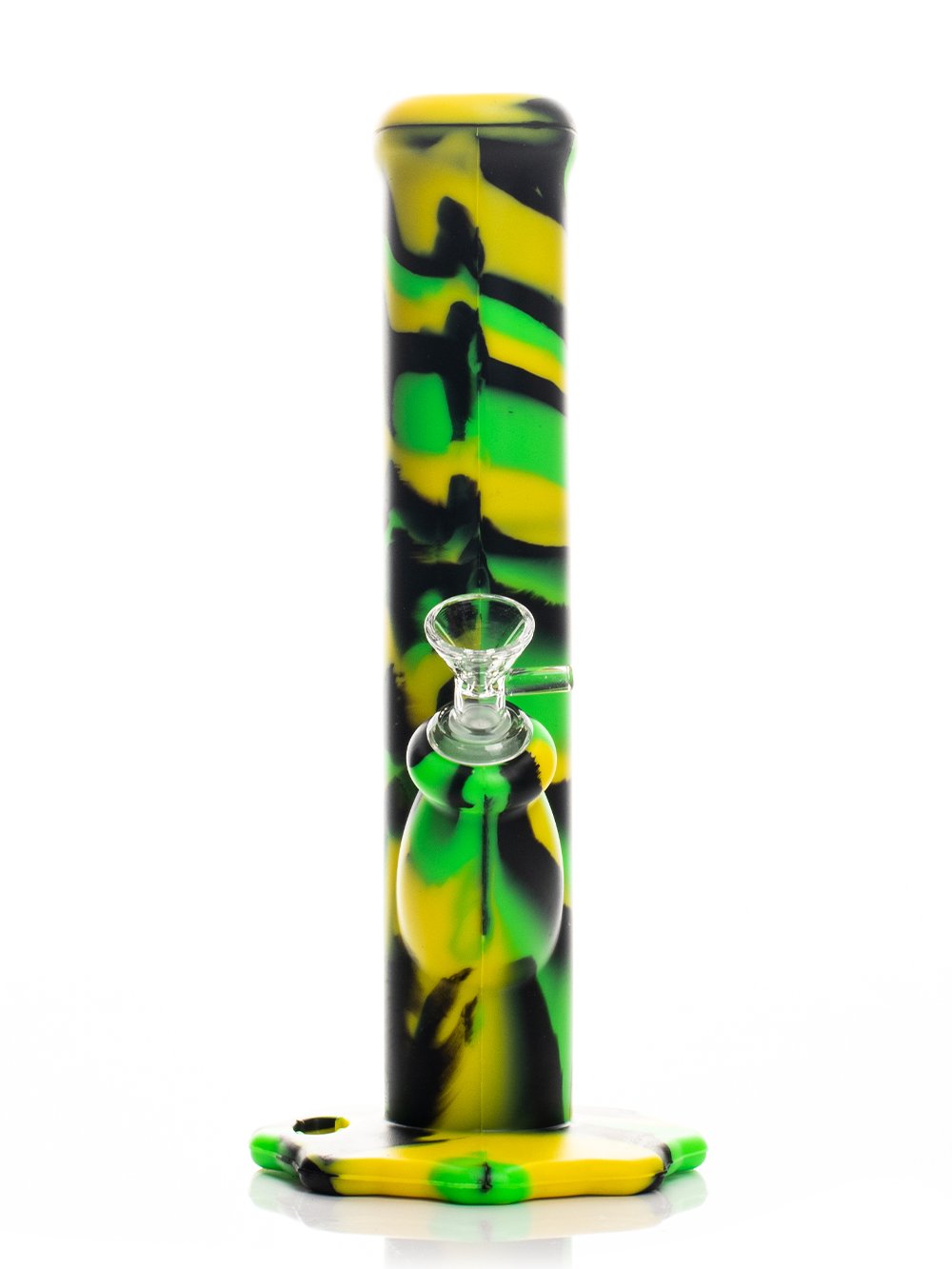 Silicone Straight Tube Bong Fat Buddha Glass