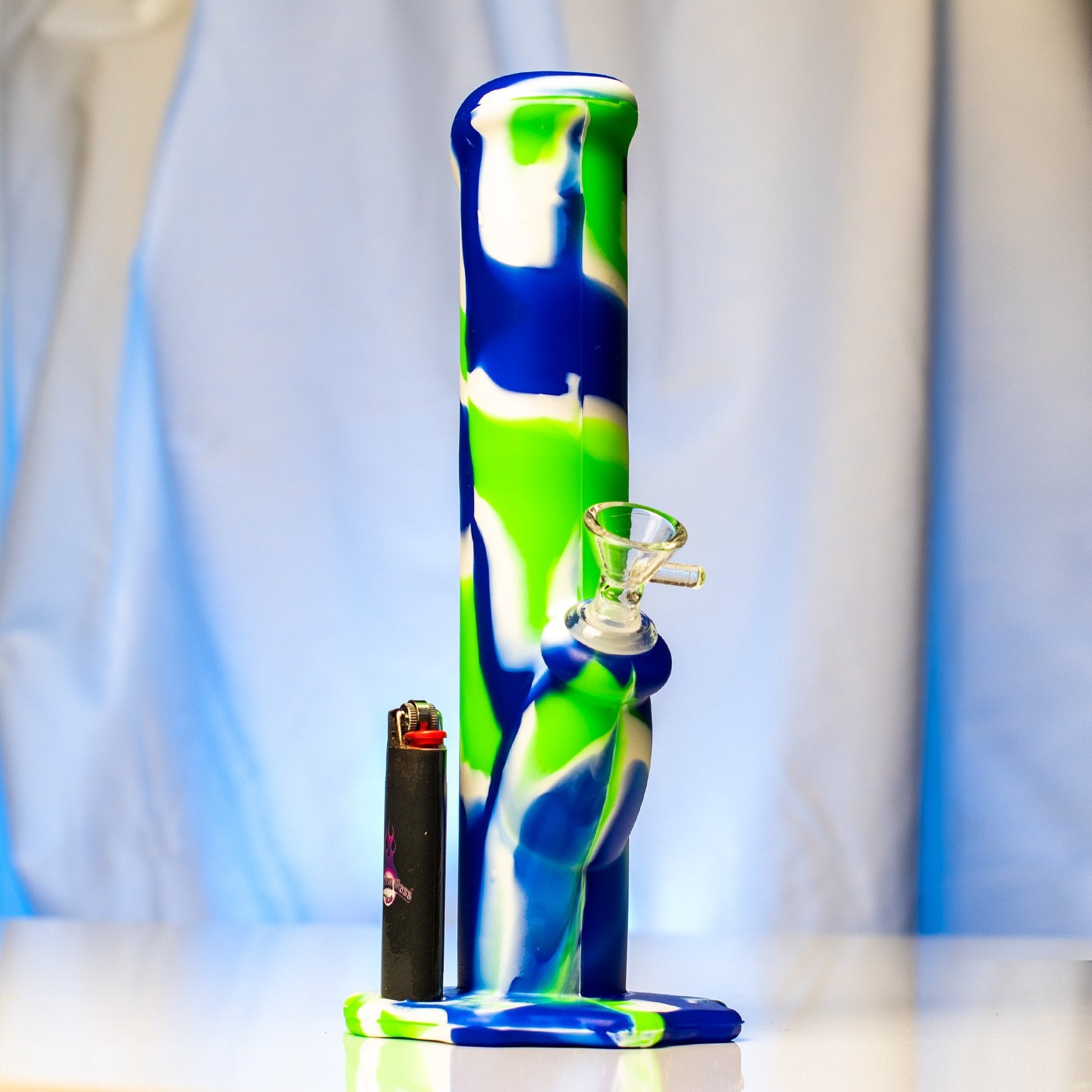 Silicone Straight Tube Bong Fat Buddha Glass