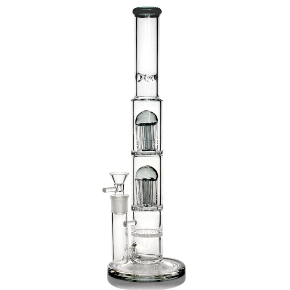 Fat Buddha Glass Bong Black Double Tree Straight Tube