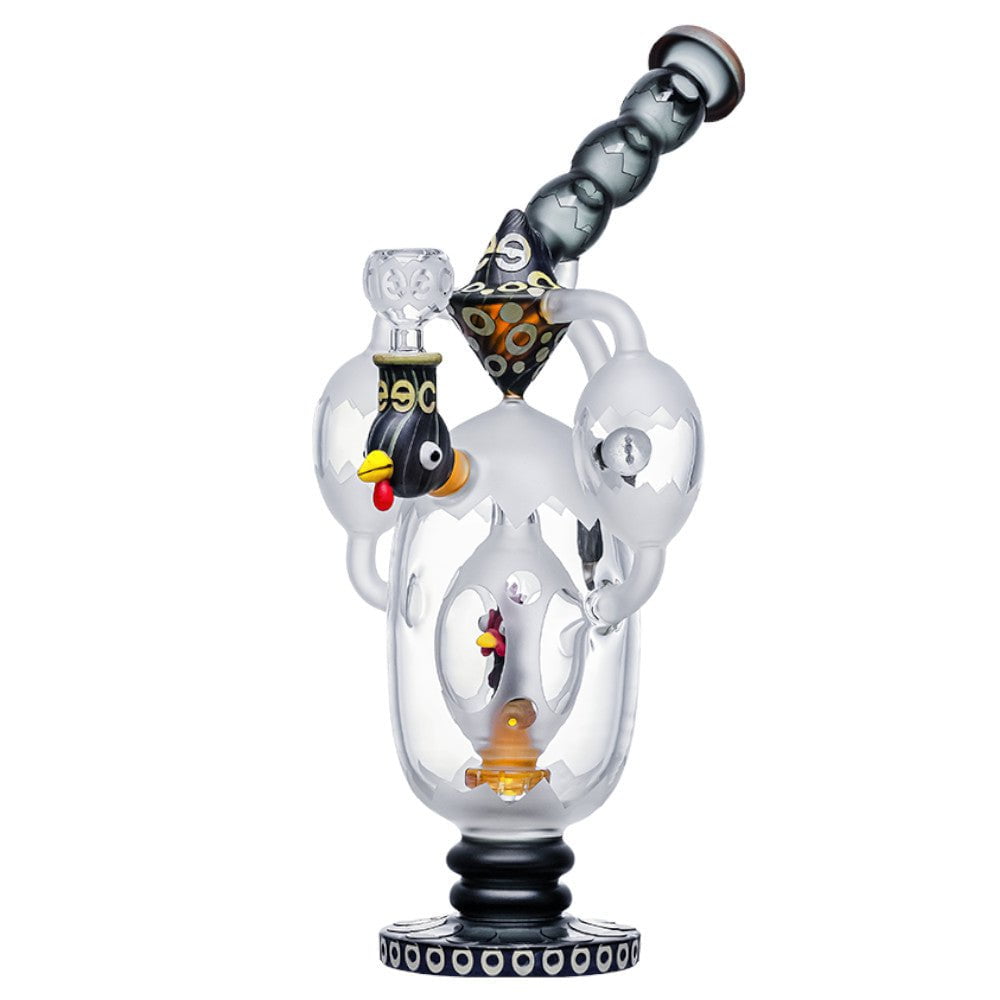 Cheech Glass Bong Black Rooster in a Egg Bong