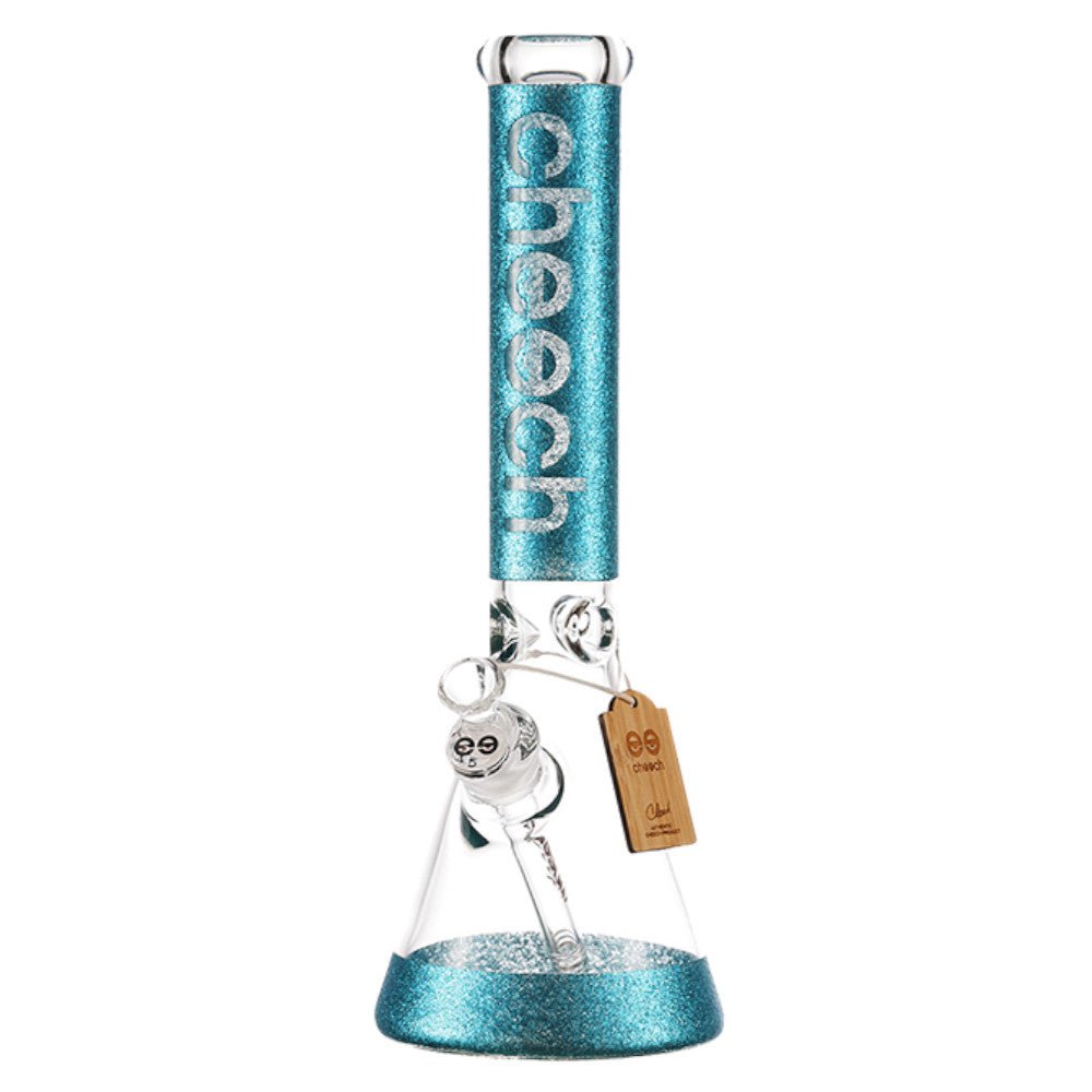 Cheech Glass Bong Blue Glitter Sparkle Beaker Bong