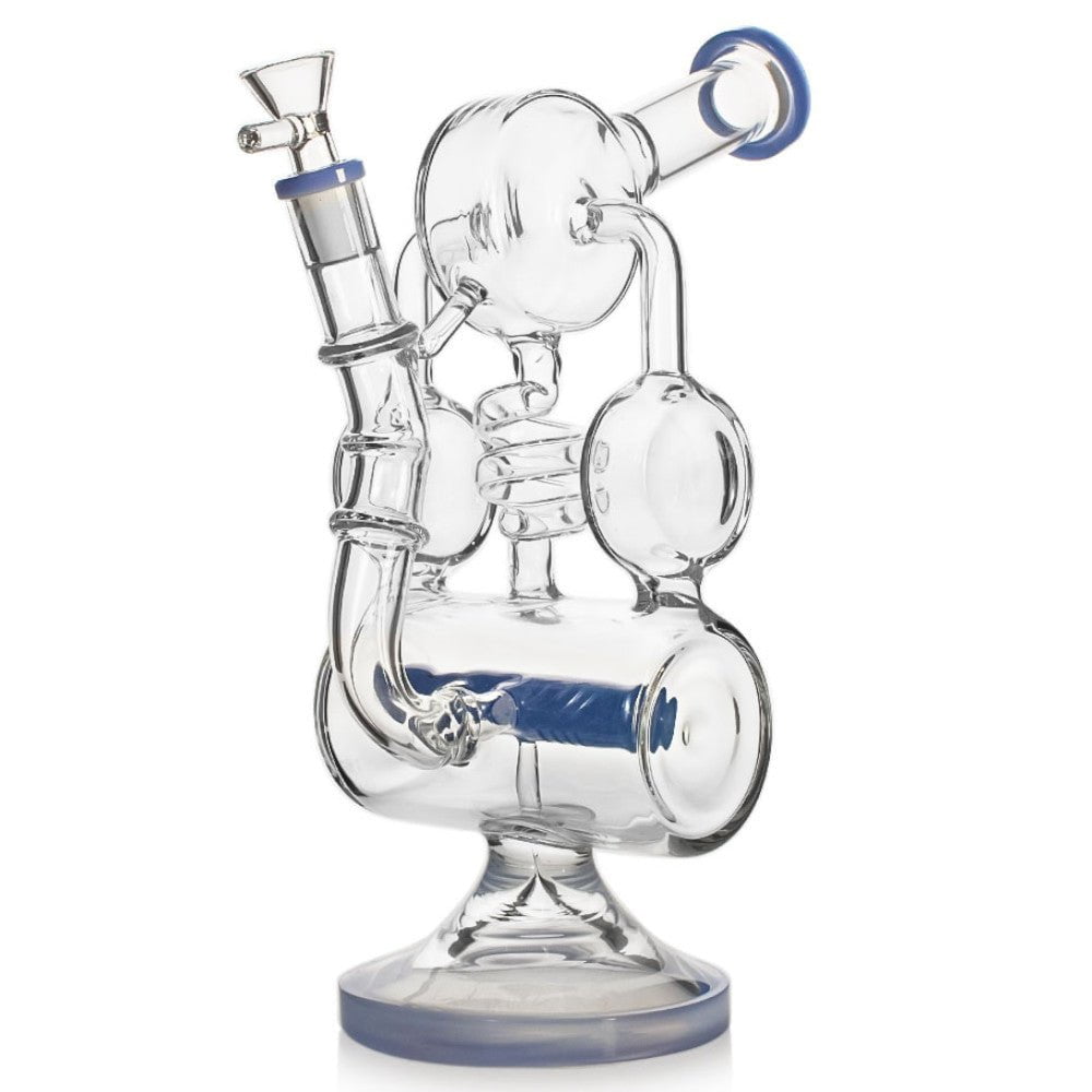 Fat Buddha Glass Bong Blue Inline Recycler Bong