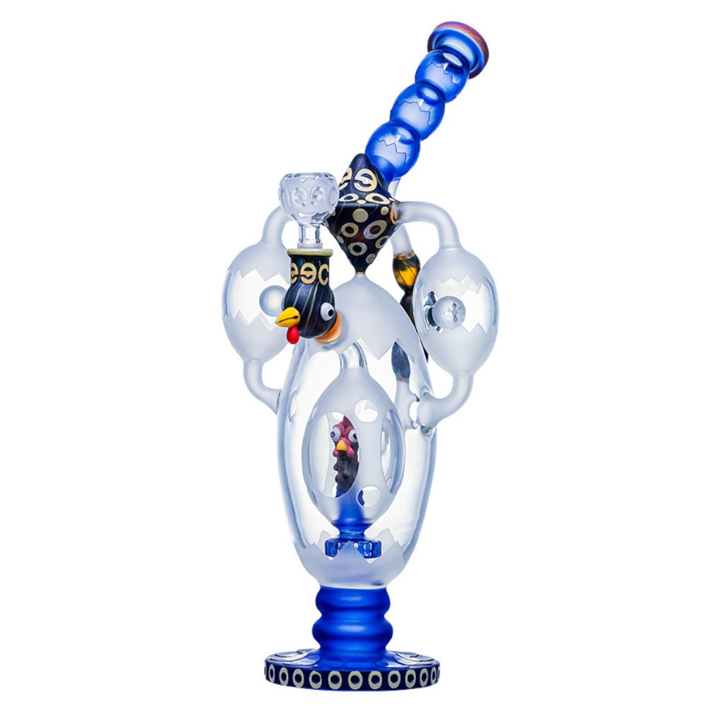 Cheech Glass Bong Blue Rooster in a Egg Bong