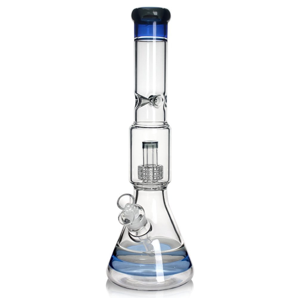 Fat Buddha Glass Bong Blue Thick Matrix Beaker Bong