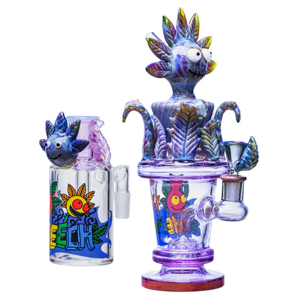 Cheech Glass Bong Blue Vitamin Bong with Matching Ash Catcher