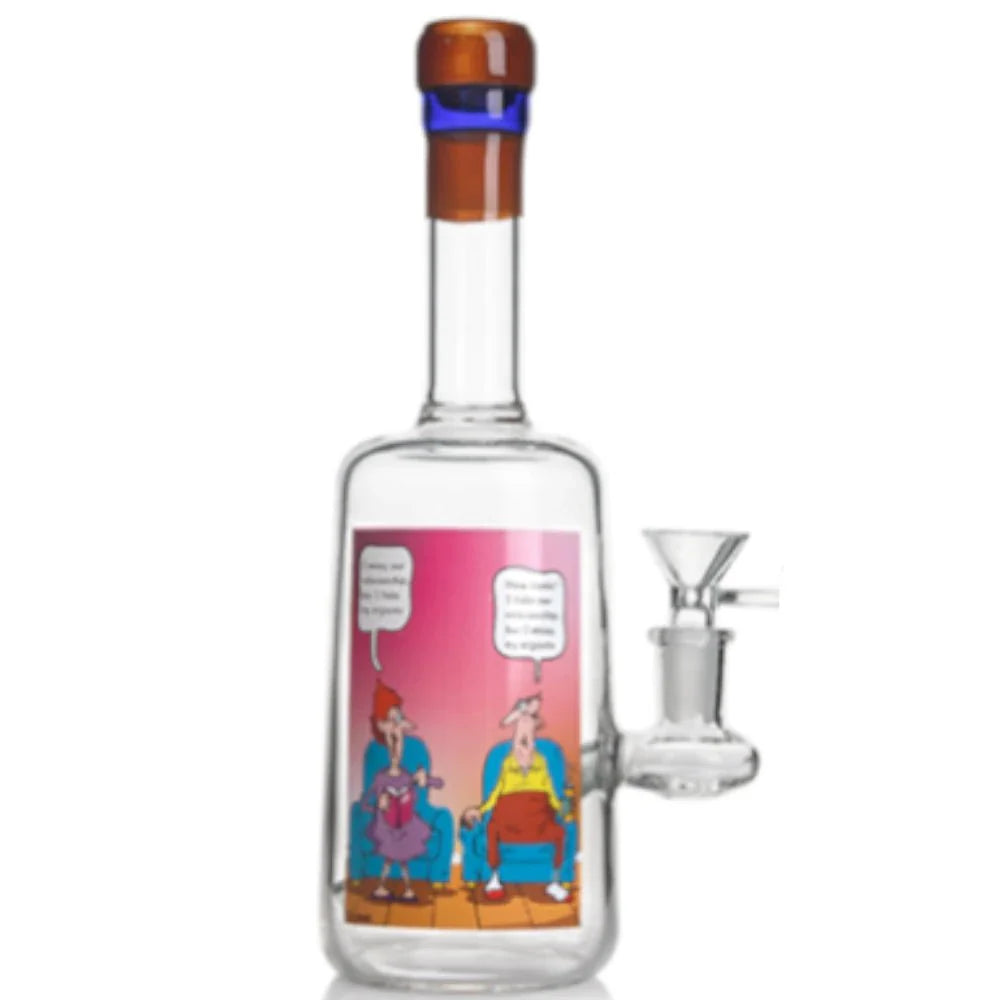 Fat Buddha Glass Bong Comic Strip Liquor Bottle Bong