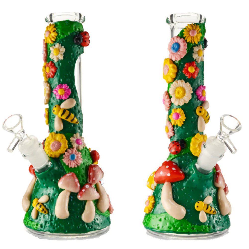 Fat Buddha Glass Bong Flower Hand Painted Bong