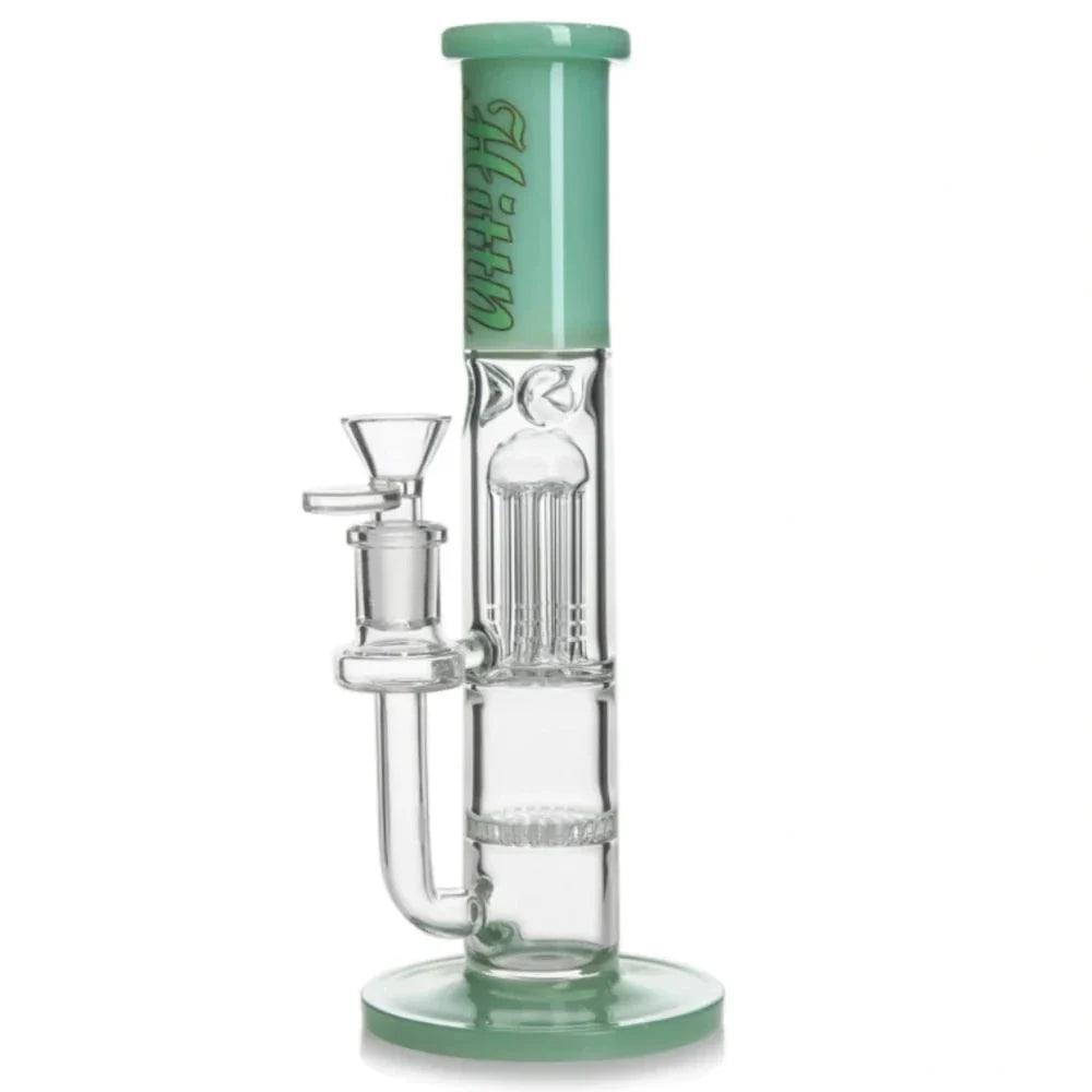 HITTN Bong Green 10in Double Perc Bong