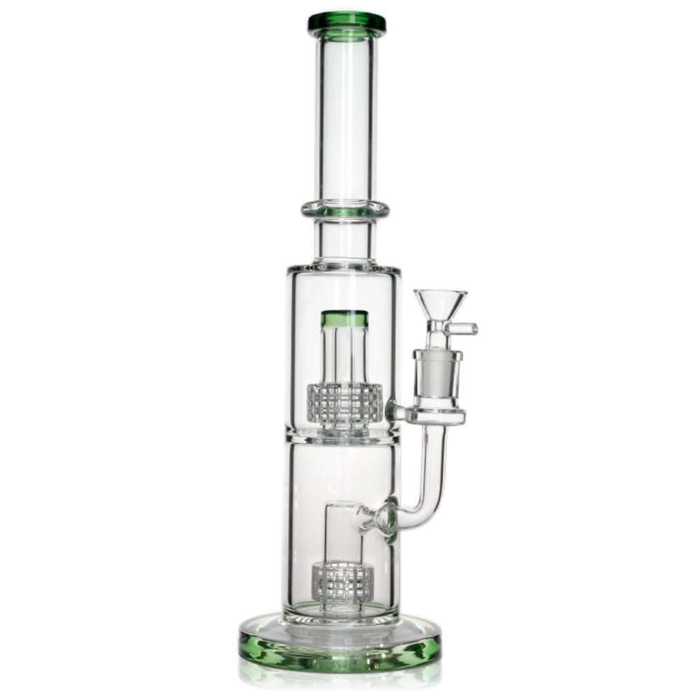 Fat Buddha Glass Bong Green 2 Chamber Matrix Bong