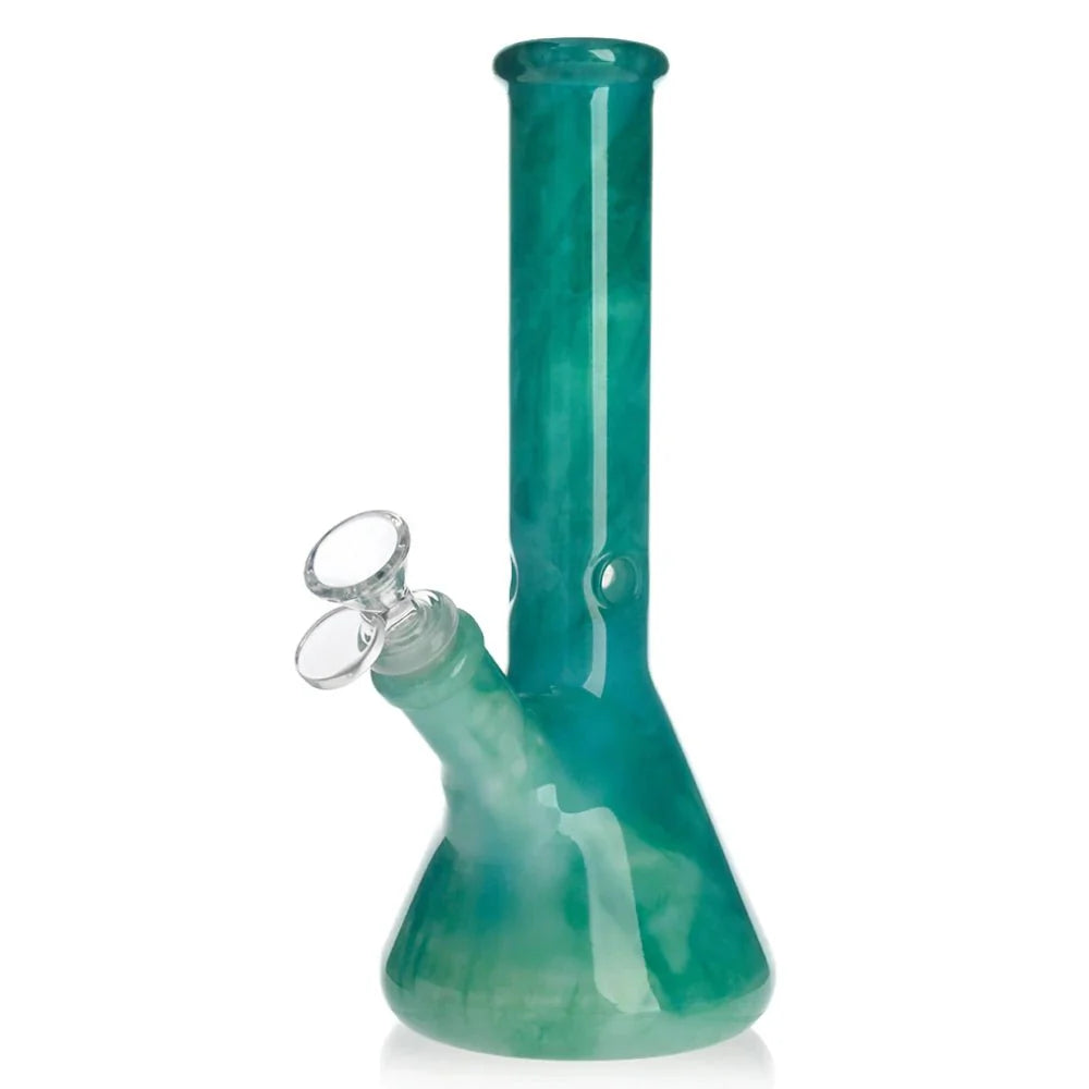 Fat Buddha Glass Bong Green Cosmic Swirl Beaker Bong