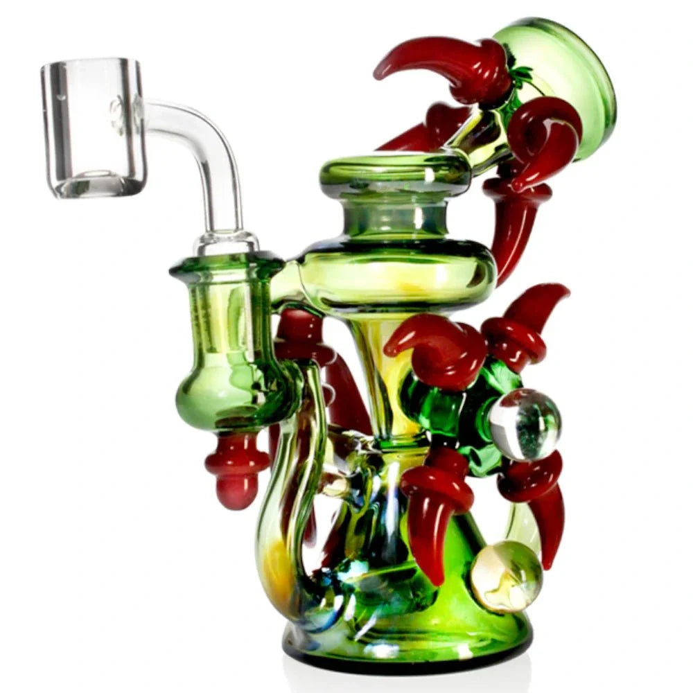 Fat Buddha Glass Bong Green Dragon Claw Recycler Rig