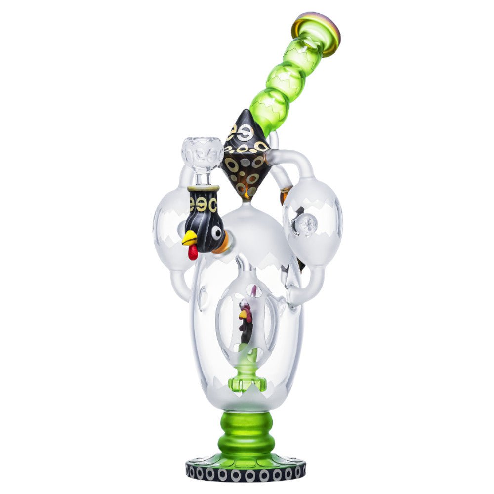 Cheech Glass Bong Green Rooster in a Egg Bong