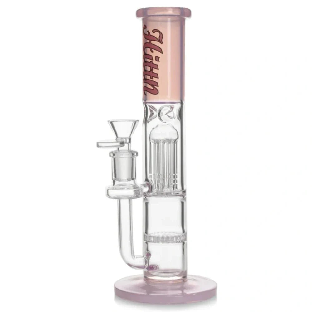 HITTN Bong Pink 10in Double Perc Bong