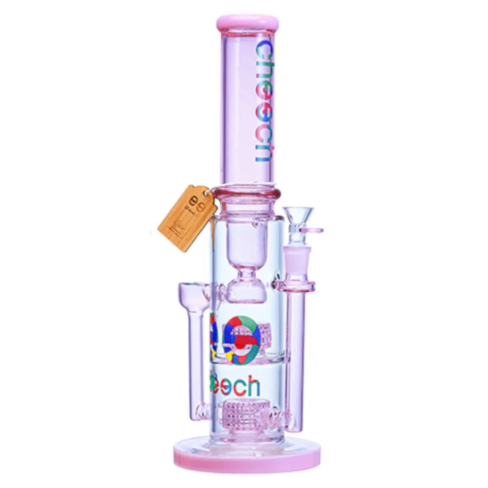 Cheech Glass Bong Pink Double Matrix Recycler