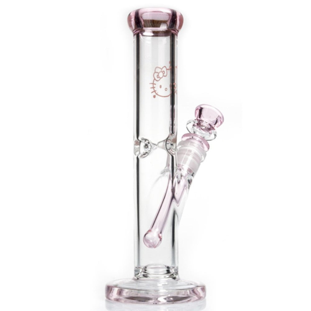 Fat Buddha Glass Bong Pink Kitty Straight Tube