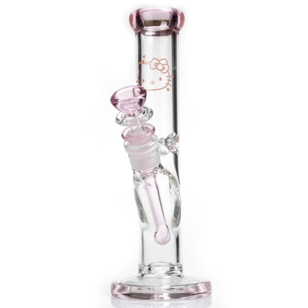 Fat Buddha Glass Bong Pink Kitty Straight Tube