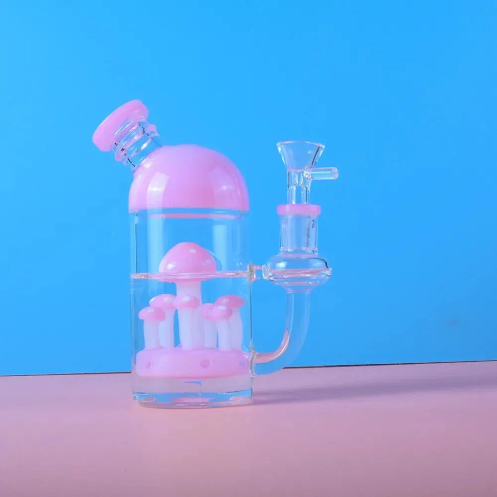 Fat Buddha Glass Bong Pink Mini Mushroom Bong