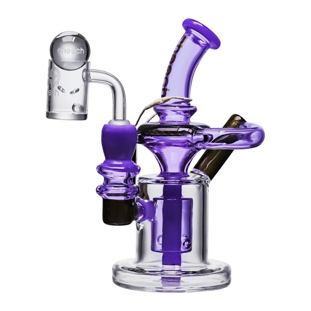 Cheech Glass Bong Purple Builder Block Recycler Rig