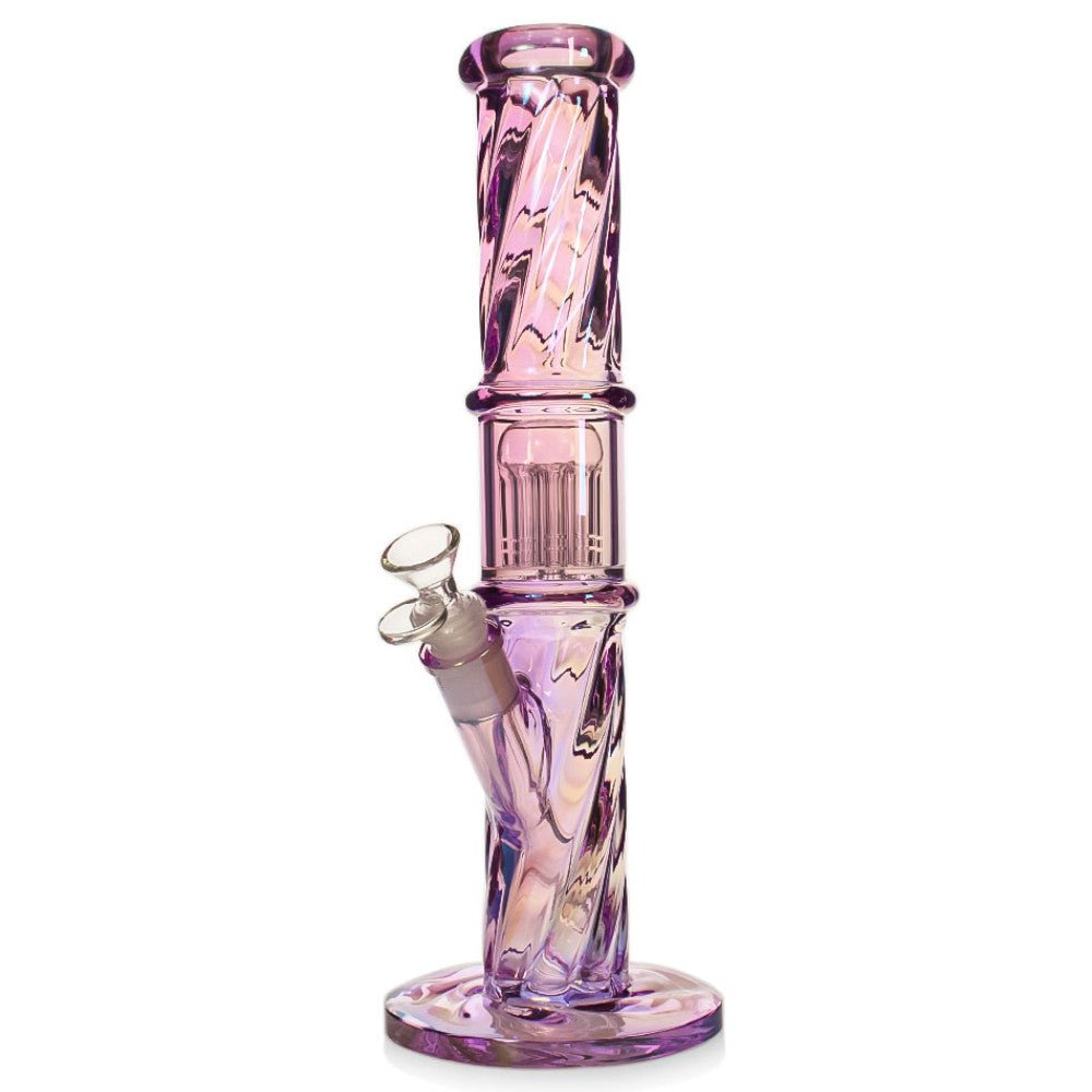 Fat Buddha Glass Bong Purple Twisted Tree Straight Tube