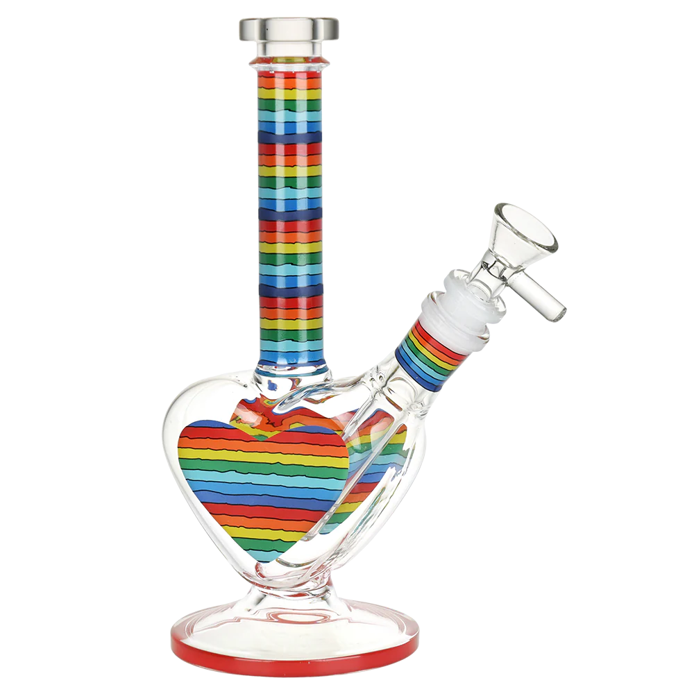 Pulsar Bong Rainbow Striped Heart Bong