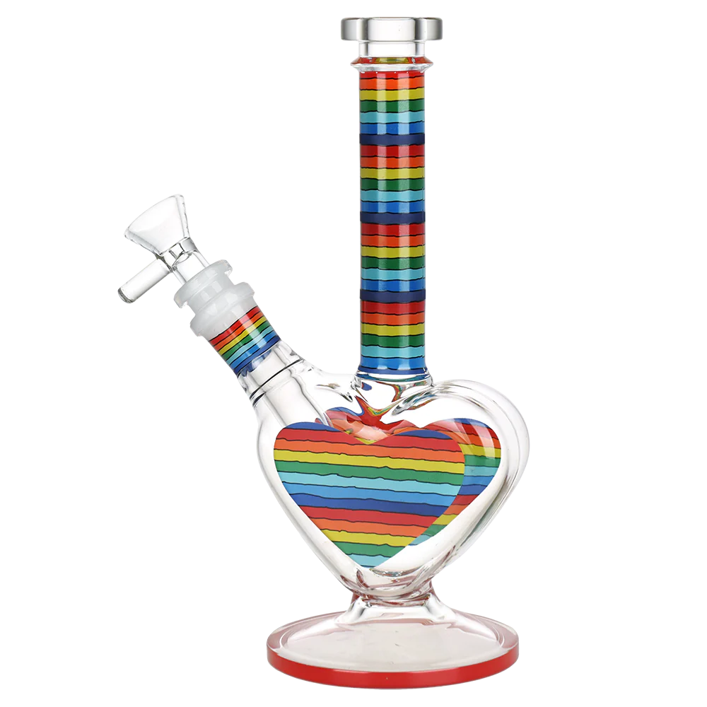 Pulsar Bong Rainbow Striped Heart Bong