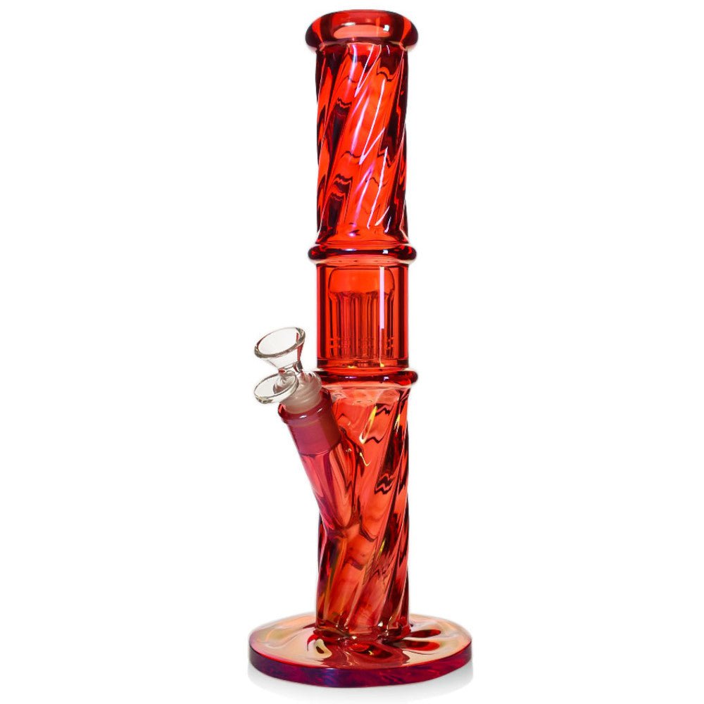 Fat Buddha Glass Bong Red Twisted Tree Straight Tube