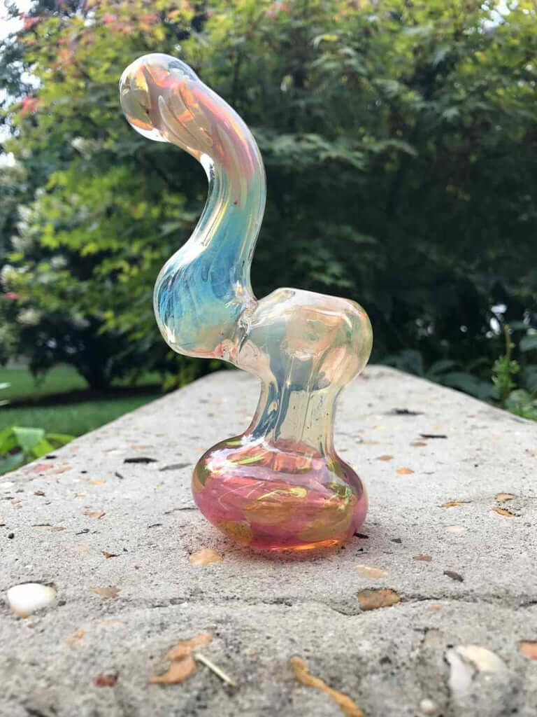 Fat Buddha Glass Bubbler Gold Fumed Glass Bubbler