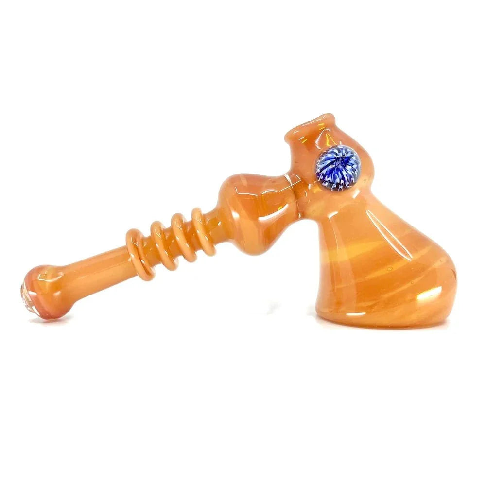 Fat Buddha Glass Bubbler Yellow Double Layer Hammer Bubbler