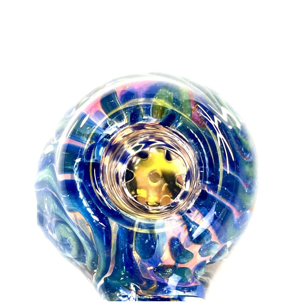 Fat Buddha Glass Pipe Blue Fumed Built In Screen Pipe