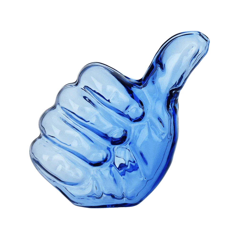 Pulsar Pipe Blue Thumbs Up Glass Pipe