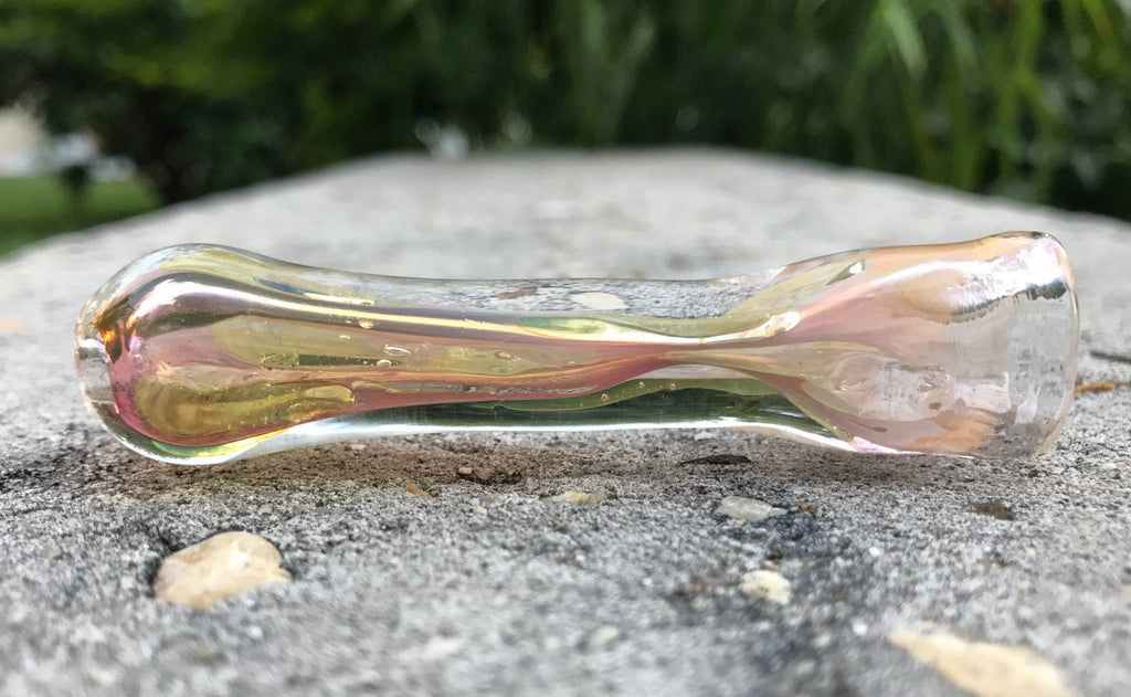 Fat Buddha Glass Pipe Chillum 24k Gold Fumed One-hitter