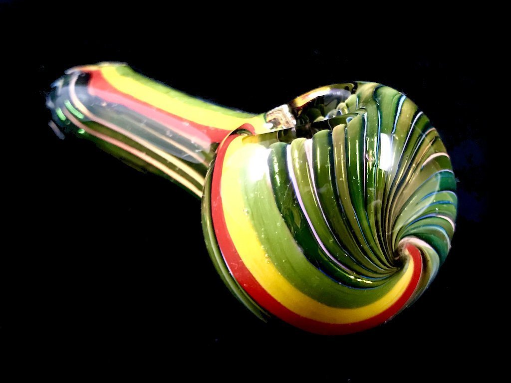 Color Changing Rasta Pipe Fat Buddha Glass