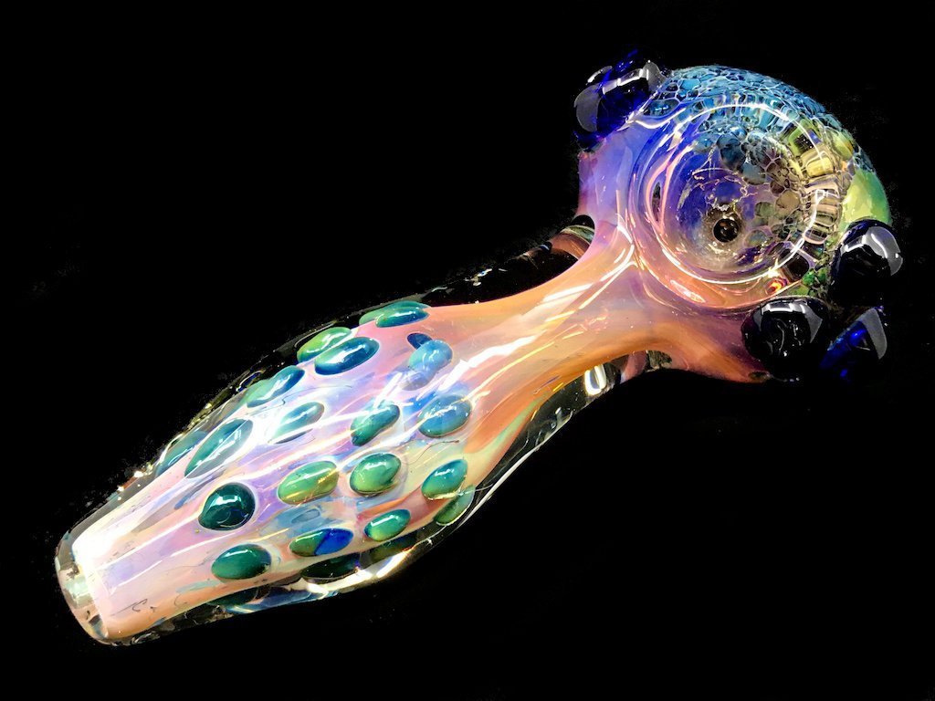 Gold Valcono Pipe Fat Budhha Glass