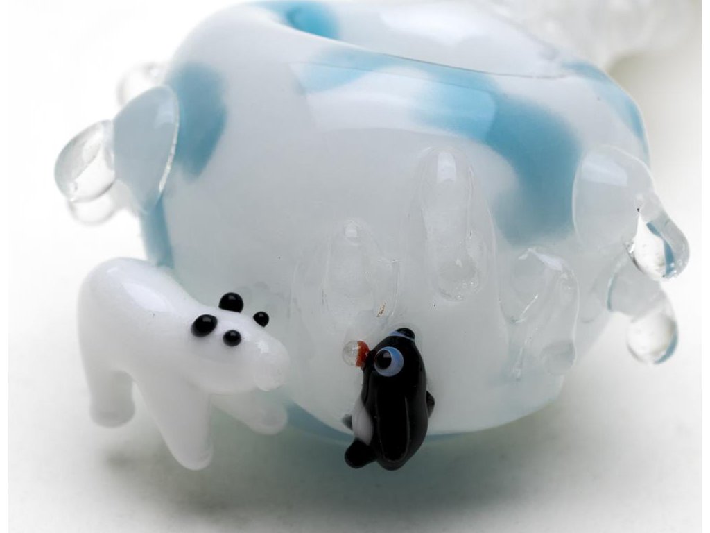 Icy Penguins Pipe Fat Buddha Glass