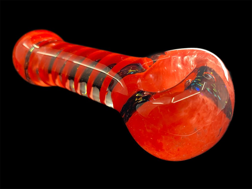 Red Dichroic Glass Pipe Fat Buddha Glass